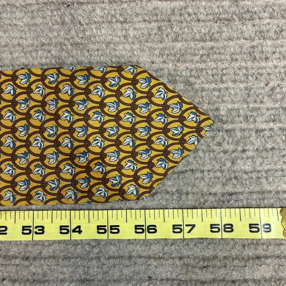 Gap Premium 1969 Mens Silk Tie Yellow Brown Leaf Pattern Formal Necktie